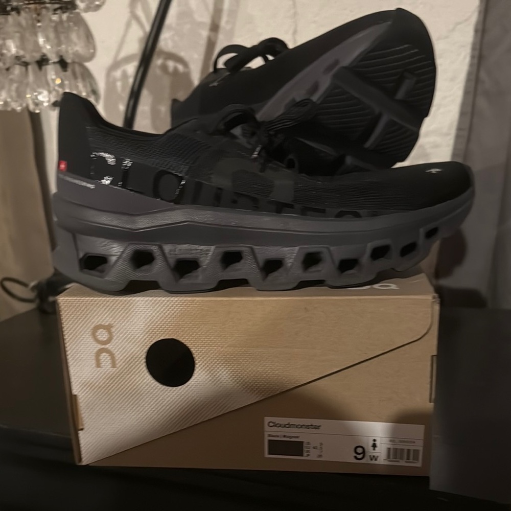 On Cloudmonster Black Running Shoes